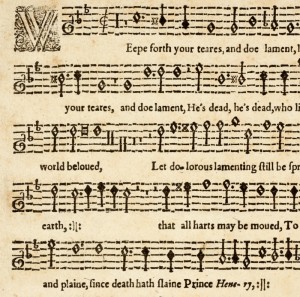 Detail of the cantus (highest) part of John War'ds mourning song for Prince Henry.