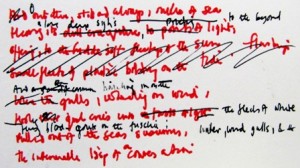 Draft of Scupham's poem ‘Out of Season’