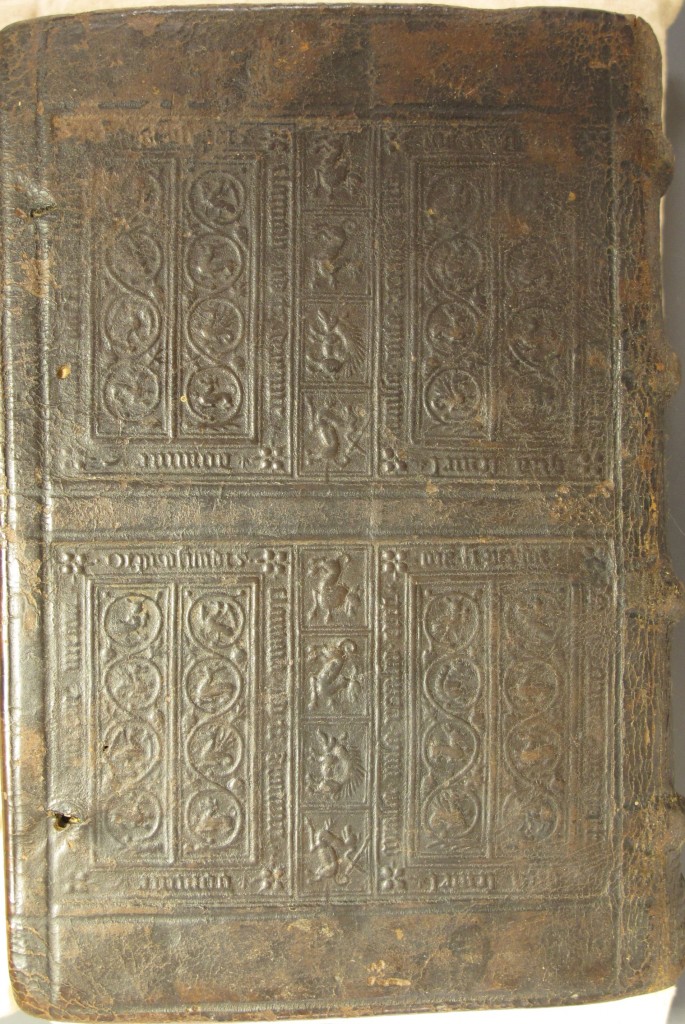 Early sixteenth-century blindstamped binding on Platina (Rel.d.50.2)