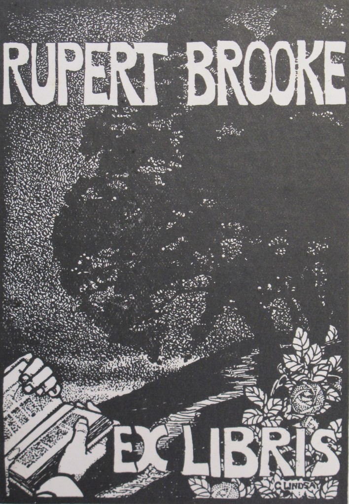 Brooke's bookplate, in his copy of Wilde's De Profundis (1905), Keynes.J.7.11