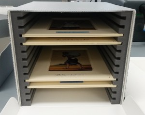The mica in place in a box