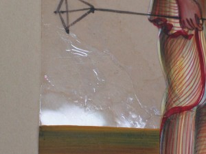 Detail of delamination of mica caused by flexion of album pages