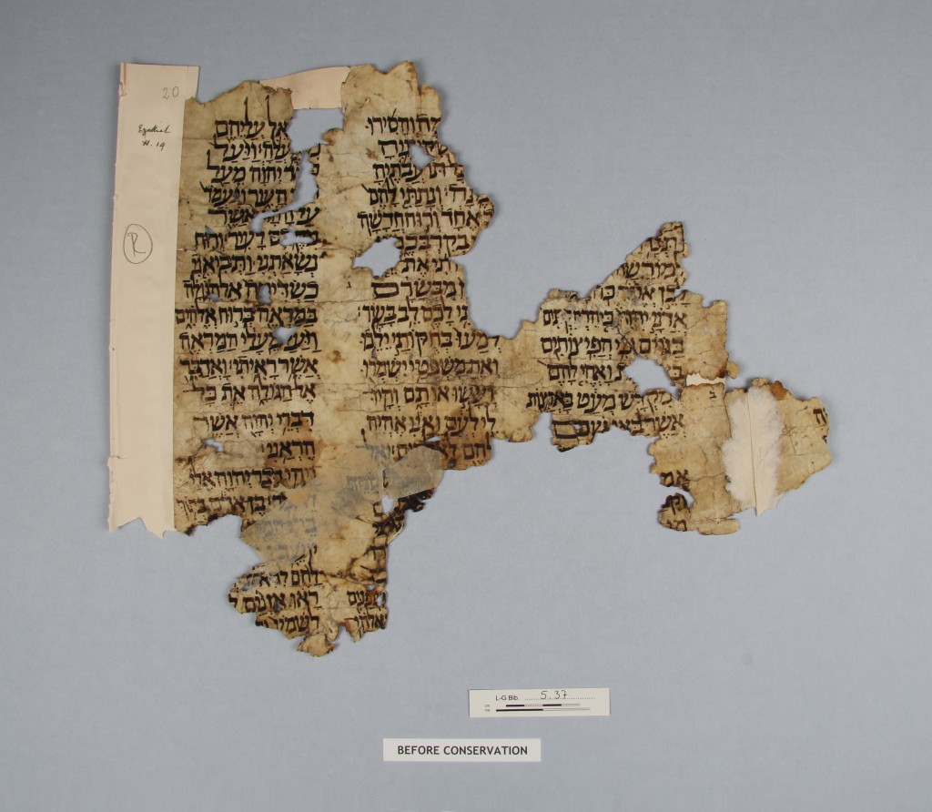 Figure 7: A fragment showing all three types of historical repairs. Clockwise from the top; heavyweight, abraded, and translucent paper repairs