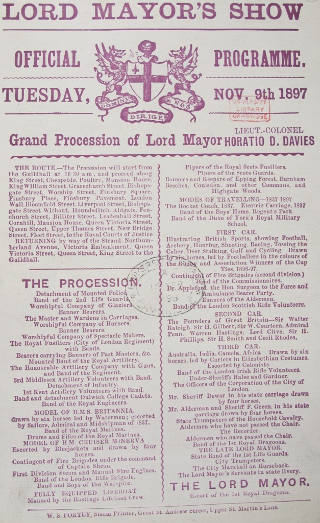 Official programme from the 1897 Show (shelfmark 1897.9.255)