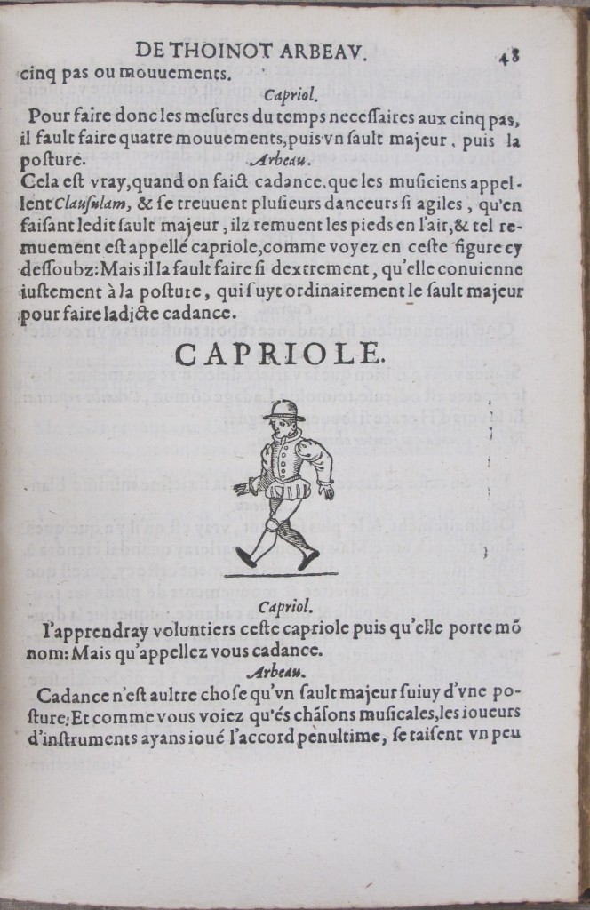 A capriole in Tabourot's Orchesographie (fol. 48)
