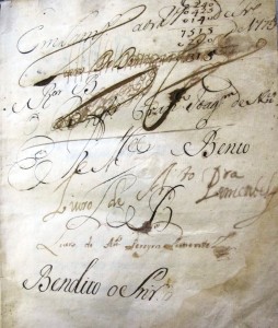 Inscriptions on the first flyleaf of As Obras do Doctor Francisco de Saa de Miranda (6000.d.240)