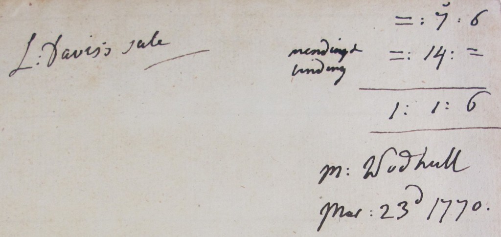 Wodhull's notes inside BSS.201.B04